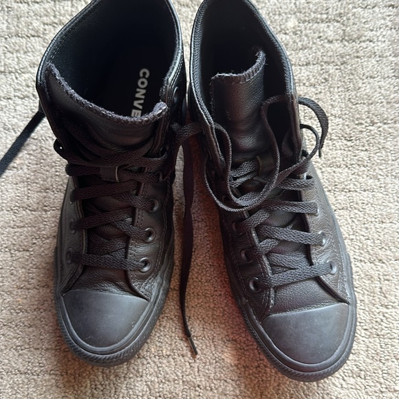 Classic black leather plai sneakers - Picture 3 of 4
